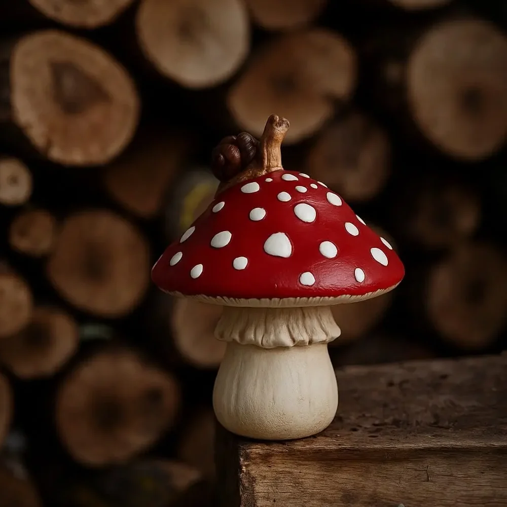 Red toadstool-shaped decorative candle for cozy fall interior