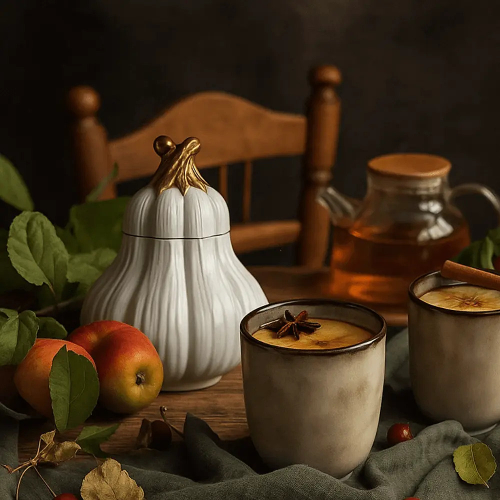 Realistic butternut pumpkin-shaped scented candle in white, orange and green, with pumpkin spice aroma for autumn interior decor